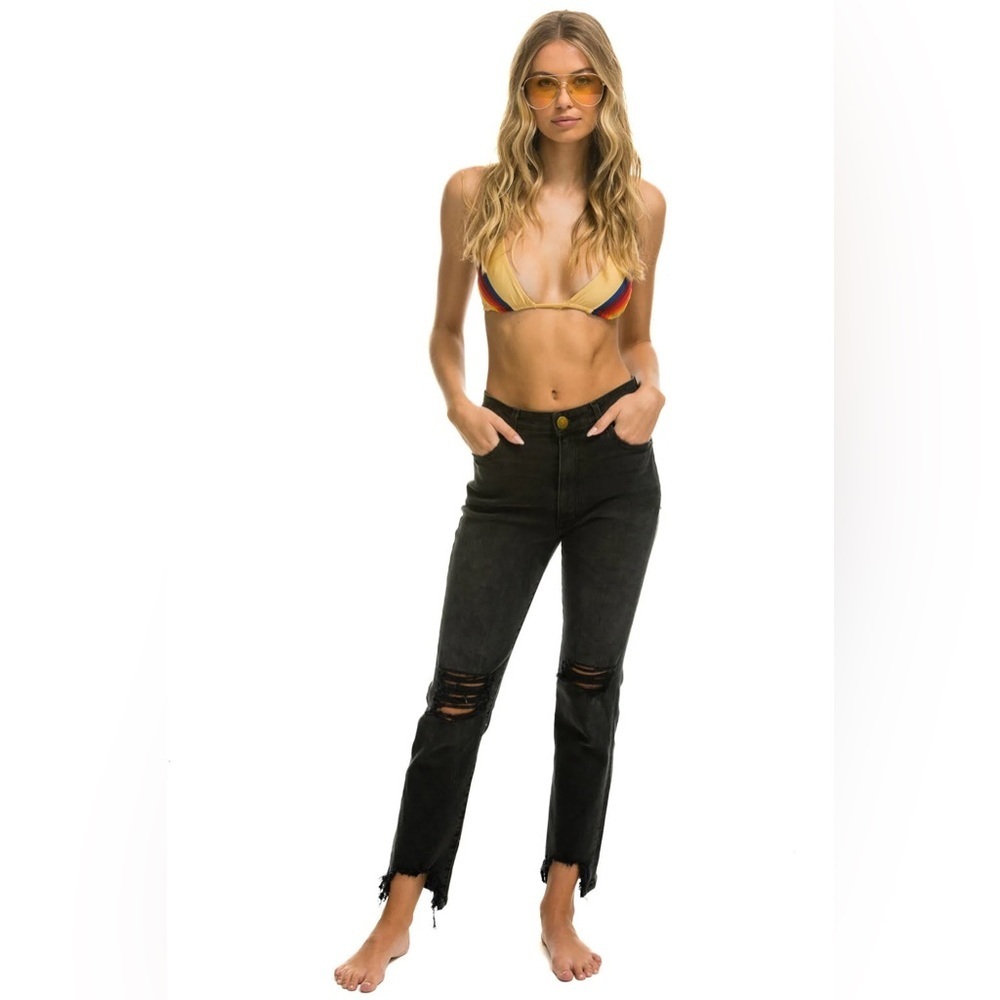 AVIATOR NATION NWT HIGH RISE SLIM BOOT JEAN in VINTAGE BLACKā 25
